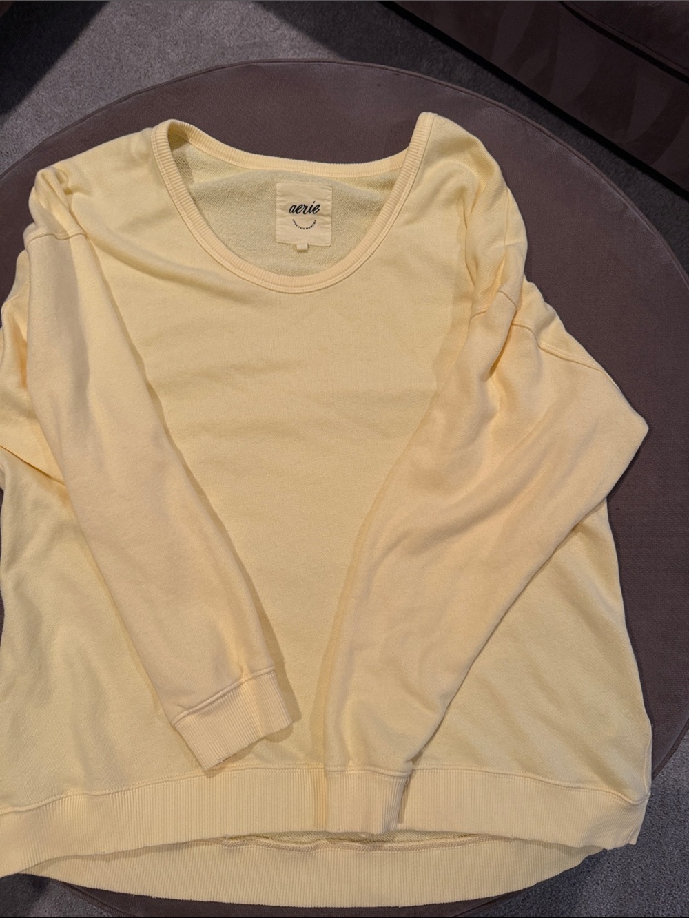 aerie Women's Pale Yellow Scoop Neck Sweater
